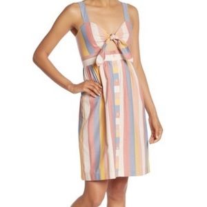Madewell Striped Tie Front Button Down Midi Dress